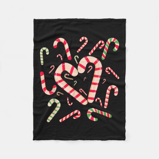 キャンディ赤と白ケーンサンタクリスマおもしろいクサ フリースブランケット (正面)