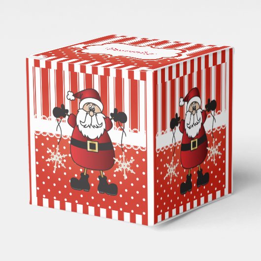 キャンディ赤と白ストライプーとサンタクロース フェイバーボックス (正面サイド)