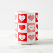 キャンディ赤と白ハートパターン コーヒーマグカップ (中央)