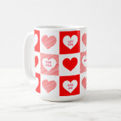 キャンディ赤と白ハートパターン コーヒーマグカップ (正面左)
