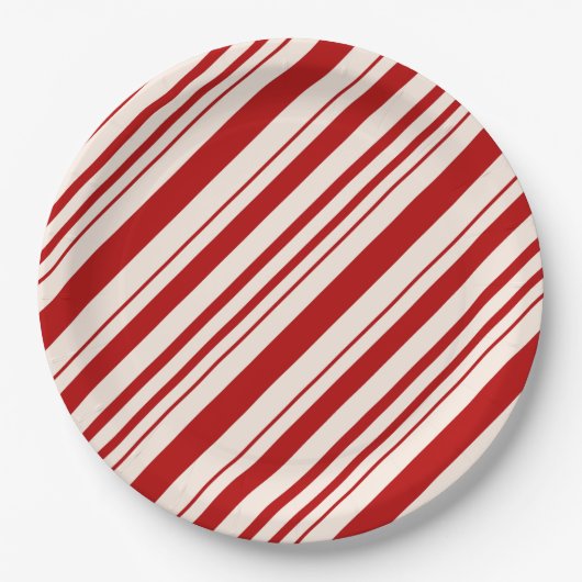 キャンディ赤と白ーの皮を剥いた ペーパープレート (正面)