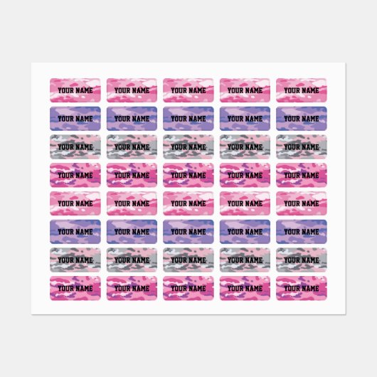 キャンディ迷彩柄長方形の衣類ラベル ラベル (シート)