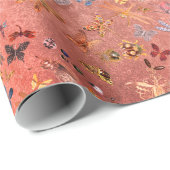 キャンディ金ゴールドメドウ蝶の虫の宝石ダイヤモンド ラッピングペーパー (ロールコーナー)