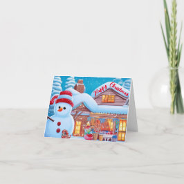 キャンディ雪だるまクリスマスカード カード