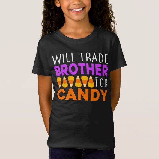 キャンディ面白いハロウィーンのために弟を交換する Tシャツ (正面)