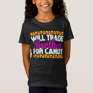 キャンディ面白いハロウィーンのために弟を交換する Tシャツ