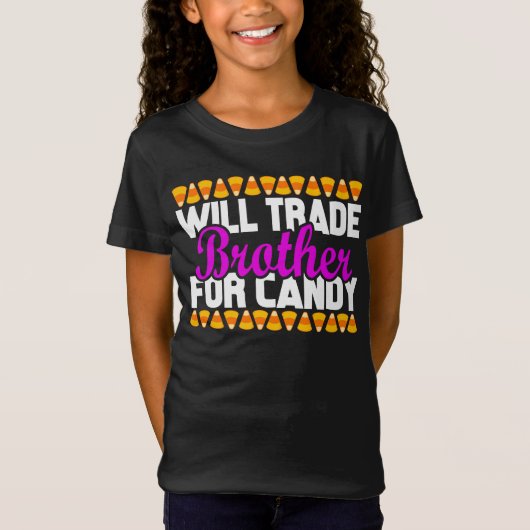 キャンディ面白いハロウィーンのために弟を交換する Tシャツ (正面)