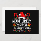 キャンディ食べーのクリスマスが最も多い 招待状 (正面/裏面)