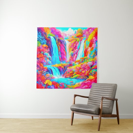 キャンディ鮮やかランドの環境でのファンタジー滝 タペストリー (インサイチュ)