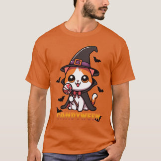 キャンディ・ウィン – ハロウィーンの魔女ネコ Tシャツ