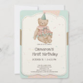 キャンディ キュート ベア ファースト バースデー インビテーション (正面)