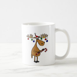 キャンディ・ケーンおよびオーナメントを持つおもしろいのクリスマスのアメリカヘラジカ コーヒーマグカップ