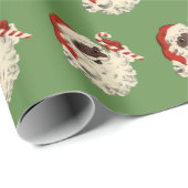 キャンディ・ケーンが付いているヴィンテージ黒いサンタ ラッピングペーパー (ロールコーナー)