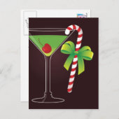 キャンディ・ケーンのカクテルのクリスマス シーズンポストカード (正面/裏面)