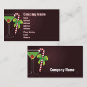 キャンディ・ケーンのカクテルのクリスマス 名刺 (正面/裏面)