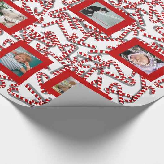 キャンディ・ケーンのクリスマスのカスタムな写真の包装紙 ラッピングペーパー (角)