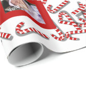 キャンディ・ケーンのクリスマスのカスタムな写真の包装紙 ラッピングペーパー (ロールコーナー)