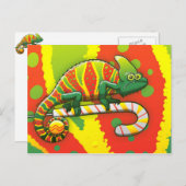 キャンディ・ケーンのクリスマスのカメレオンの歩く シーズンポストカード (正面/裏面)