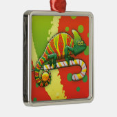 キャンディ・ケーンのクリスマスのカメレオンの歩く メタルオーナメント (右)