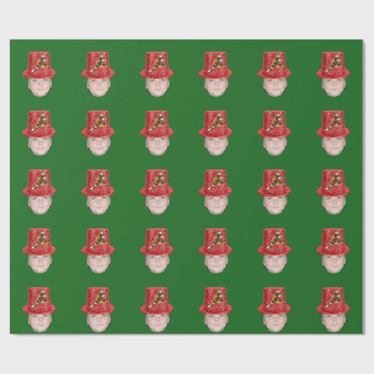 キャンディ・ケーンのクリスマスの帽子にあなたの写真を加えて下さい ラッピングペーパー (フラット)