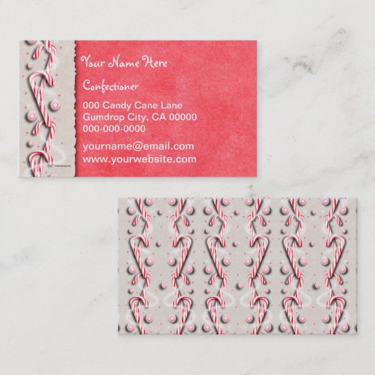 キャンディ・ケーンのストライプの赤い白 名刺 (正面/裏面)