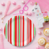 キャンディ・ケーンのストライプの赤く白い緑のフェスティバル ペーパープレート (パーティー)