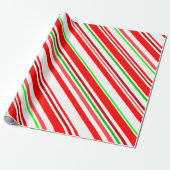 キャンディ・ケーンのストライプの赤く白い緑のフェスティバル ラッピングペーパー (アンロールド)