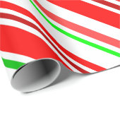 キャンディ・ケーンのストライプの赤く白い緑のフェスティバル ラッピングペーパー (ロールコーナー)