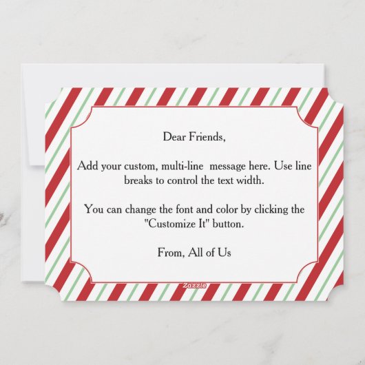 キャンディ・ケーンのストライプはクリスマスの写真カードを個人化します シーズンカード (裏面)
