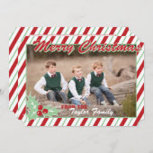キャンディ・ケーンのストライプはクリスマスの写真カードを個人化します シーズンカード (正面/裏面)