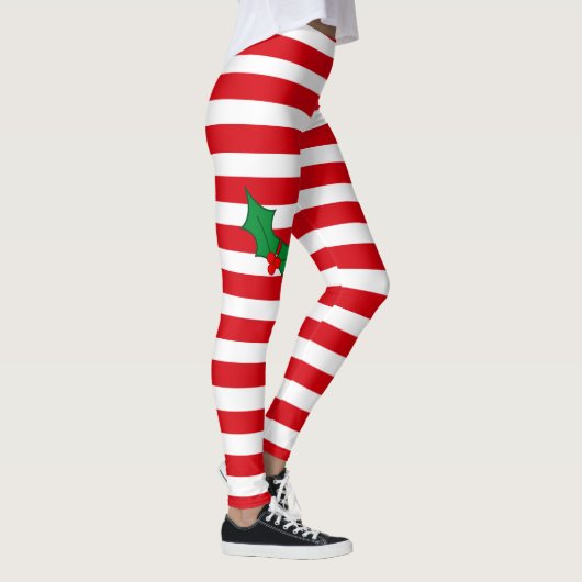 キャンディ・ケーンのヒイラギのお祝いのユニークなクリスマスの休日 レギンス (右)