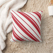 キャンディ・ケーンのミントの赤と白のストライプのな枕 クッション (ブランケット)