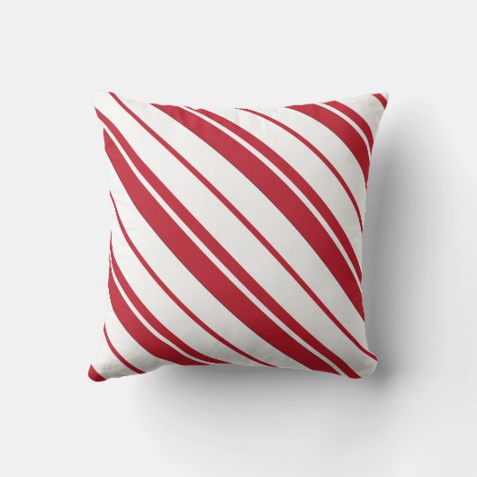 キャンディ・ケーンのミントの赤と白のストライプのな枕 クッション (裏面)