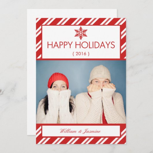 キャンディ・ケーンの写真の休日の平らなカード シーズンカード (正面/裏面)