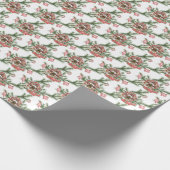 キャンディ・ケーンの家、ポインセチア、赤いつまらないもの、マツ ラッピングペーパー (角)