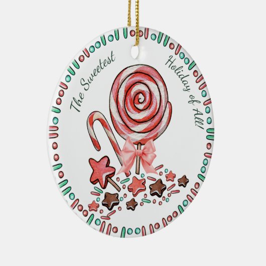 キャンディ・ケーンの棒つきキャンデーチョコレートクリスマスのオーナメント セラミックオーナメント (右)