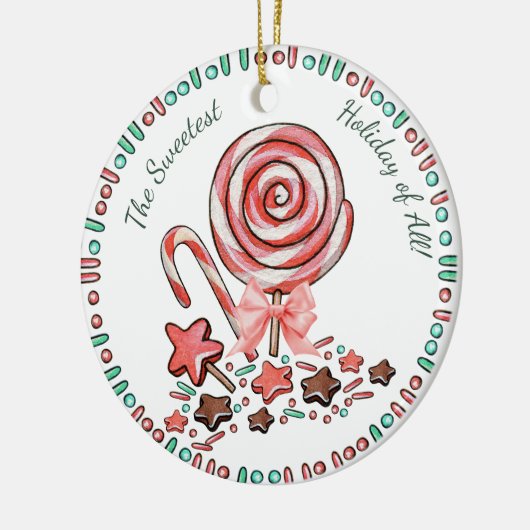 キャンディ・ケーンの棒つきキャンデーチョコレートクリスマスのオーナメント セラミックオーナメント (左)