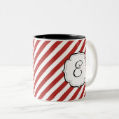 キャンディ・ケーンの赤と白のストライプのな茶コーヒー・マグ ツートーンマグカップ (正面右)