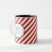 キャンディ・ケーンの赤と白のストライプのな茶コーヒー・マグ ツートーンマグカップ (正面左)