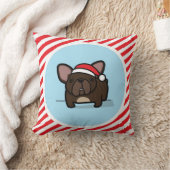 キャンディ・ケーンのBrindle Frenchieは縞で飾ります クッション (ブランケット)
