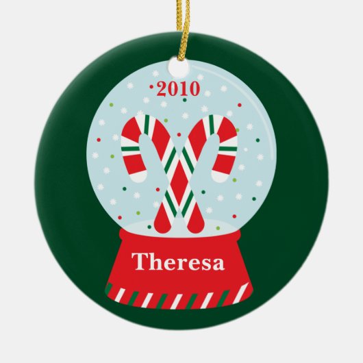 キャンディ・ケーンのSnowglobeのクリスマスのオーナメント セラミックオーナメント (正面)
