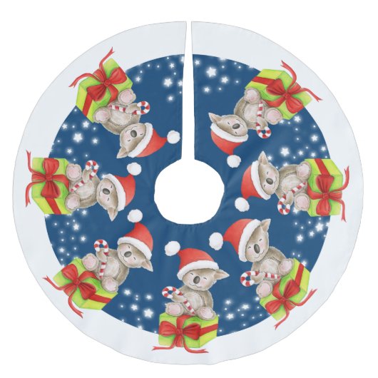 キャンディ・ケーンはお祝いのギフトの木のワイシャツに関係します ブラッシュドポリエステルツリースカート (正面)