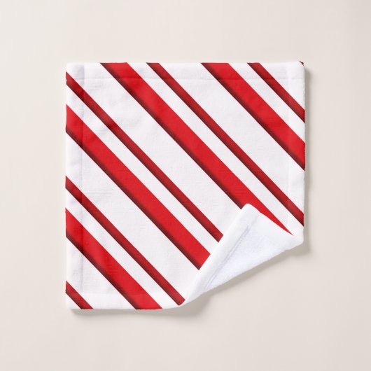 キャンディ・ケーンは、赤と白ペパーミント縞で飾ります バスタオルセット (ウォッシュタオル)