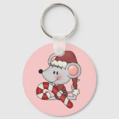 キャンディ・ケーンを持つクリスマスのマウス キーホルダー (正面)