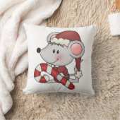 キャンディ・ケーンを持つクリスマスのマウス クッション (ブランケット)
