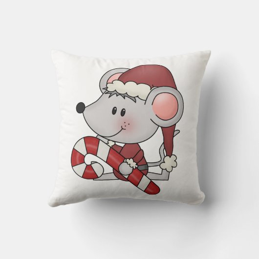 キャンディ・ケーンを持つクリスマスのマウス クッション (裏面)