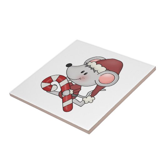 キャンディ・ケーンを持つクリスマスのマウス タイル (側面)