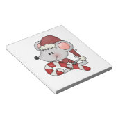 キャンディ・ケーンを持つクリスマスのマウス ノートパッド (アングル)