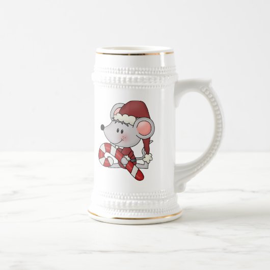 キャンディ・ケーンを持つクリスマスのマウス ビールジョッキ (右)