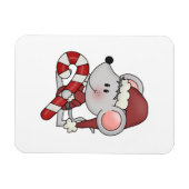 キャンディ・ケーンを持つクリスマスのマウス マグネット (横)